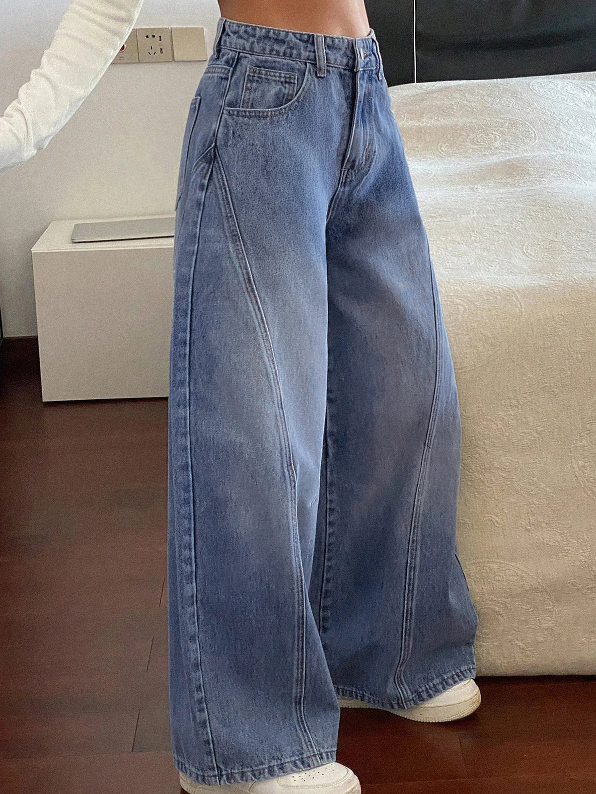 Dusty Cloud Blue // Panelled Wide Leg Jeans