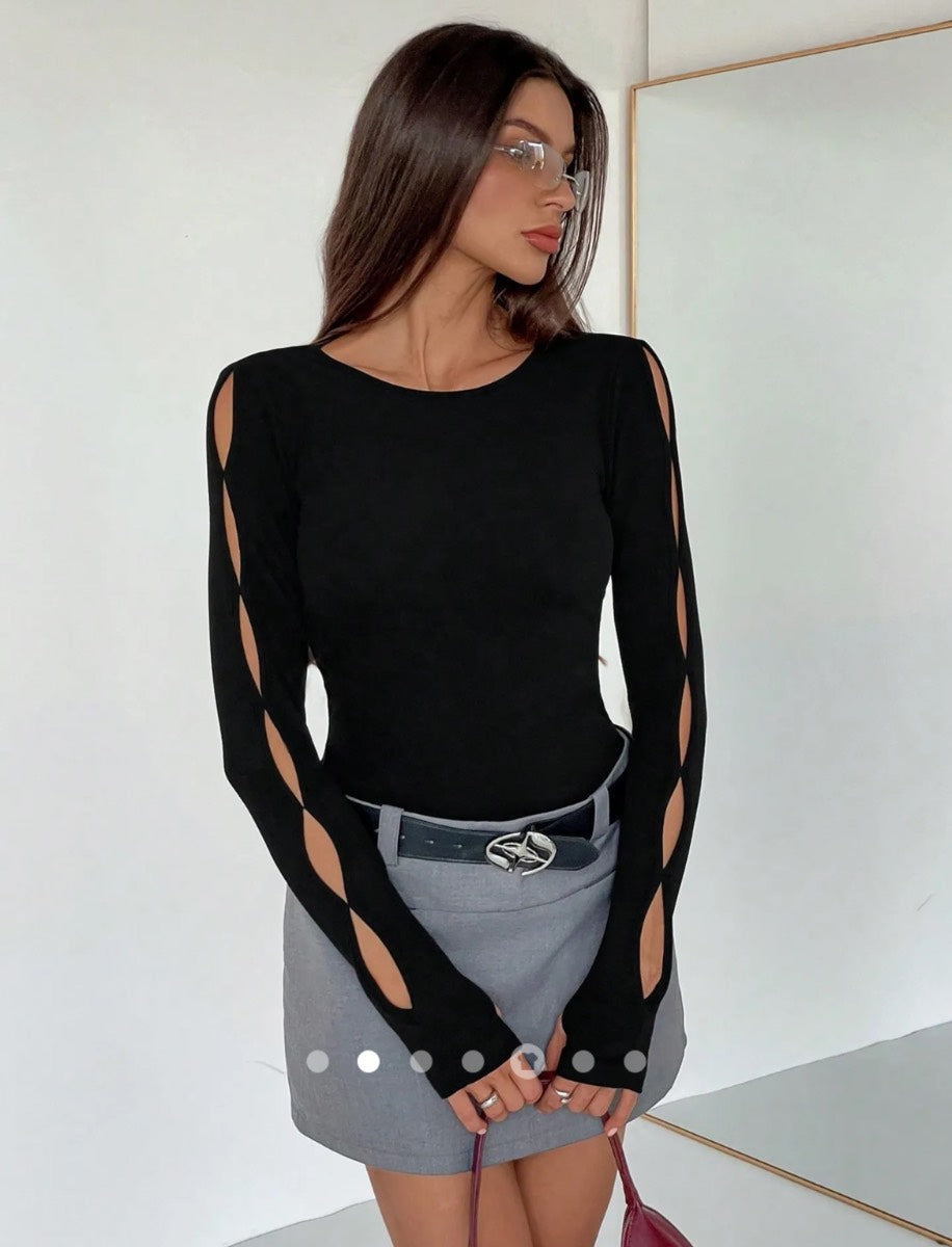 Cutout Pullover T-Shirt (Thick Material) // Black