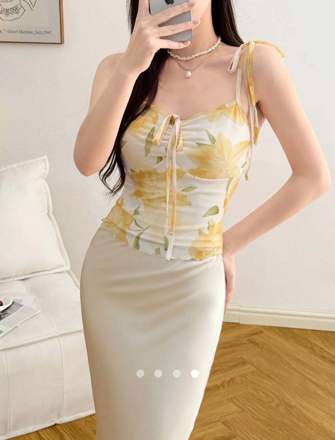 Floral Printed Cami Top // Yellow