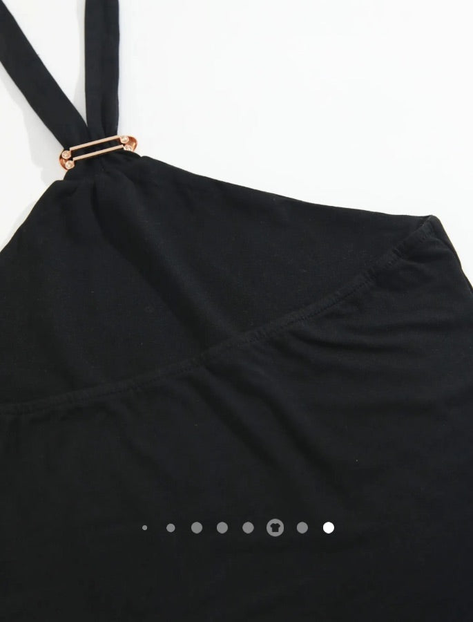 Metallic Decor Halter Top 001 // Black