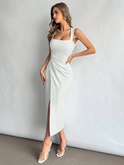 Square Neck Dress // White