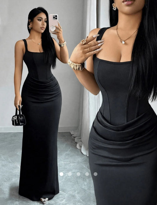 Corset Fishtail Dress // Black