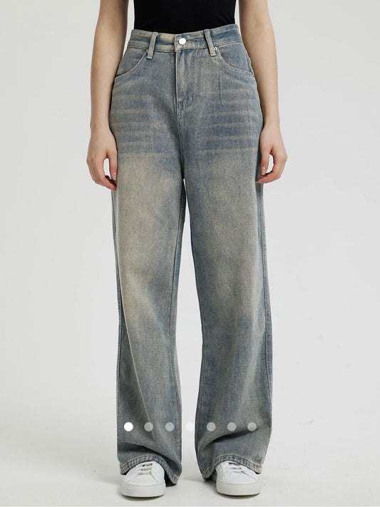 High Waist Straight Leg Jeans // Green