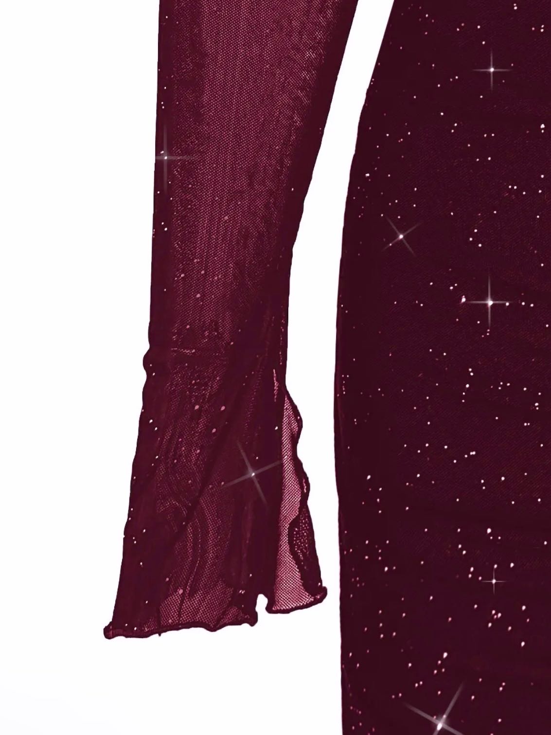Shimmer Bodycon Dress // Burgundy