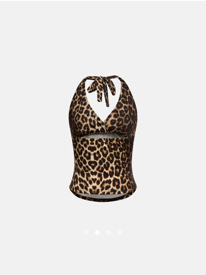 Gathered Halter Top // Leopard Print