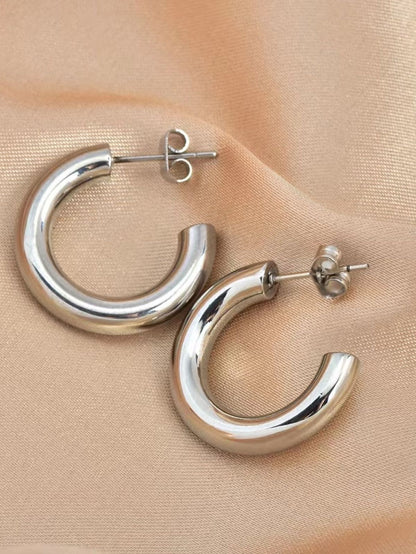 Chunky Round Earrings Big // Silver
