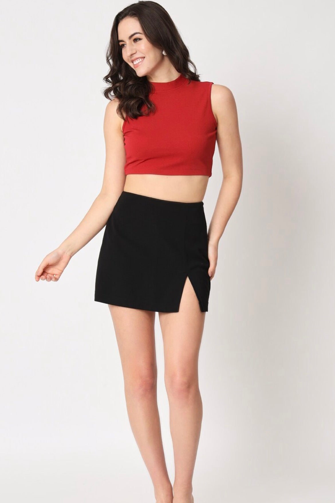 Side Slit Mini Skorts // Black