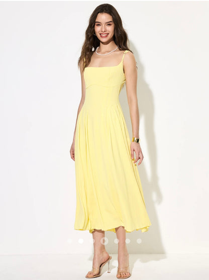 Draped A-Line Dress // Butter Yellow