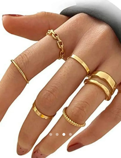 Geometric Ring Set 018 // Gold