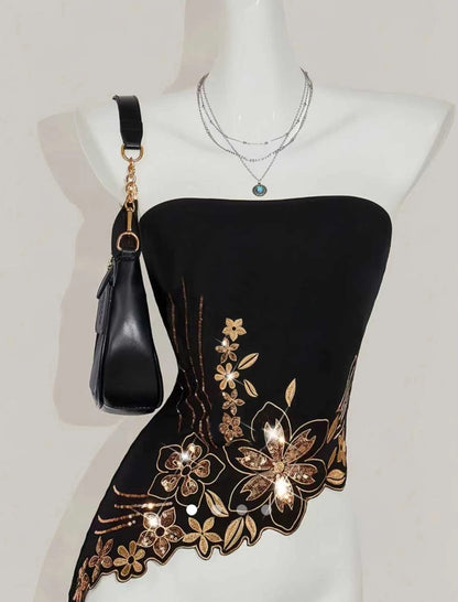 Sequin Embrioded Top // Black