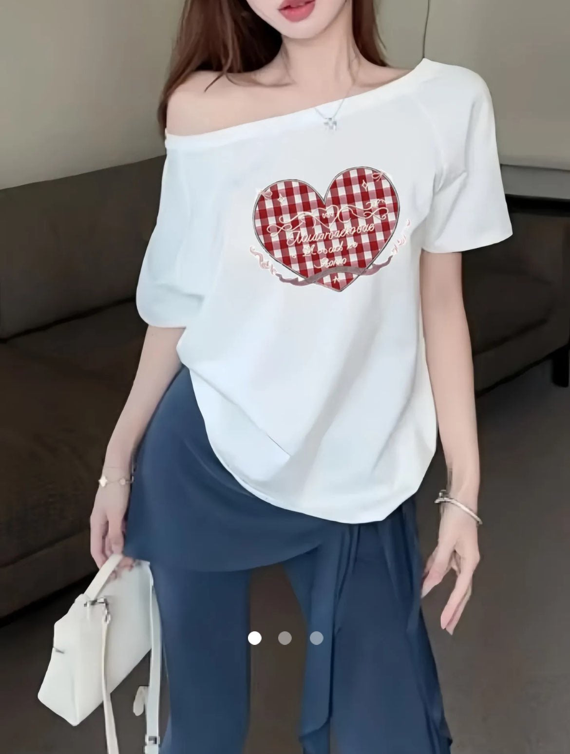 Heart Printed Pullover T-shirt // White