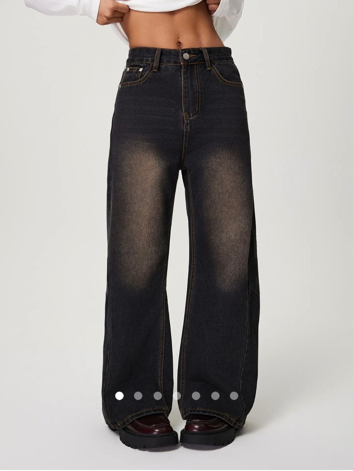 Vintage High Waist Wide Leg Jeans // Black