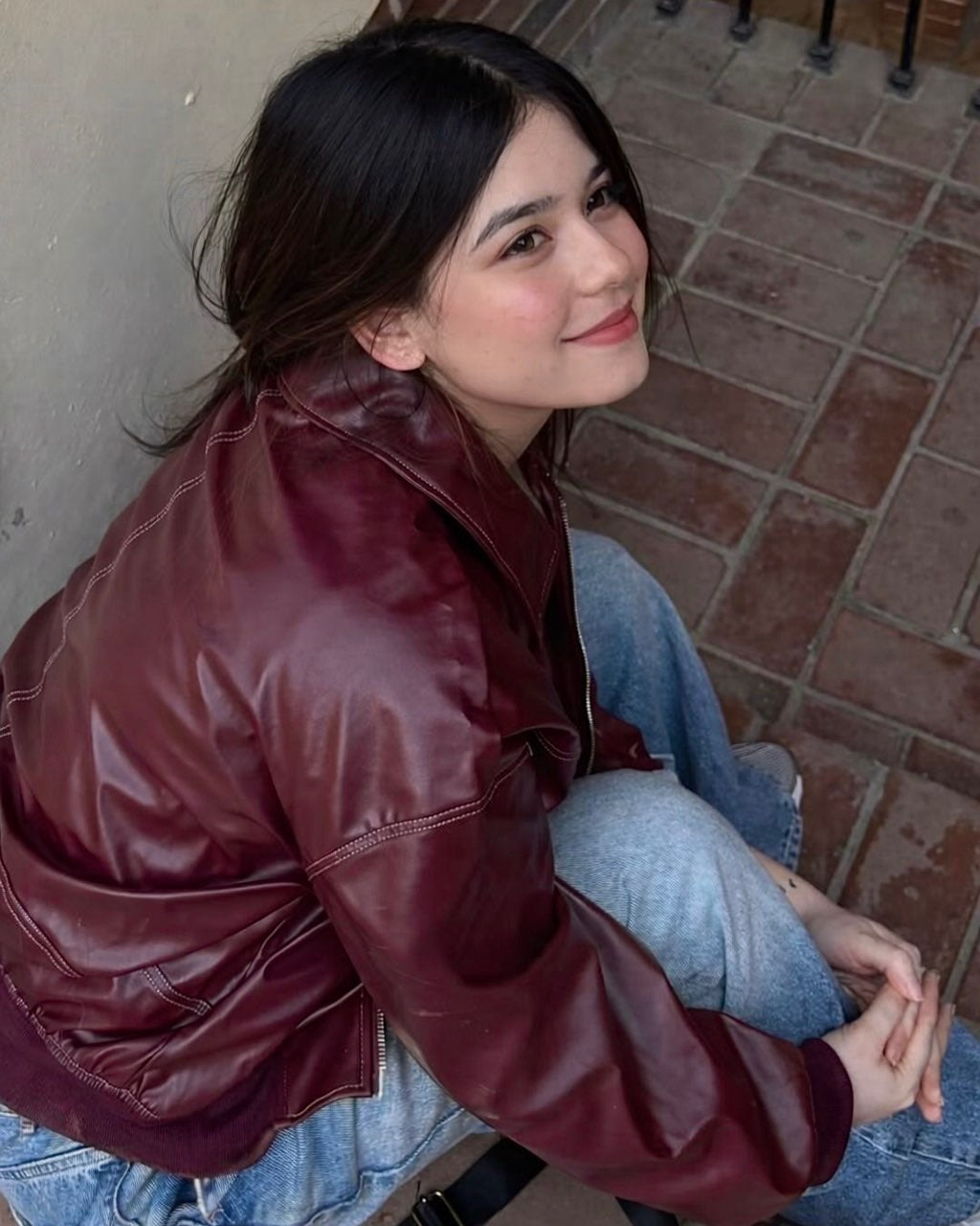 Faux Leather Jacket // Burgundy