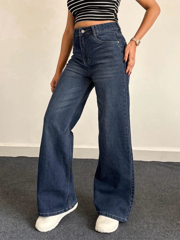 Luxe Cat Whisker Stretchable Wide Leg Jeans // Vintage Blue