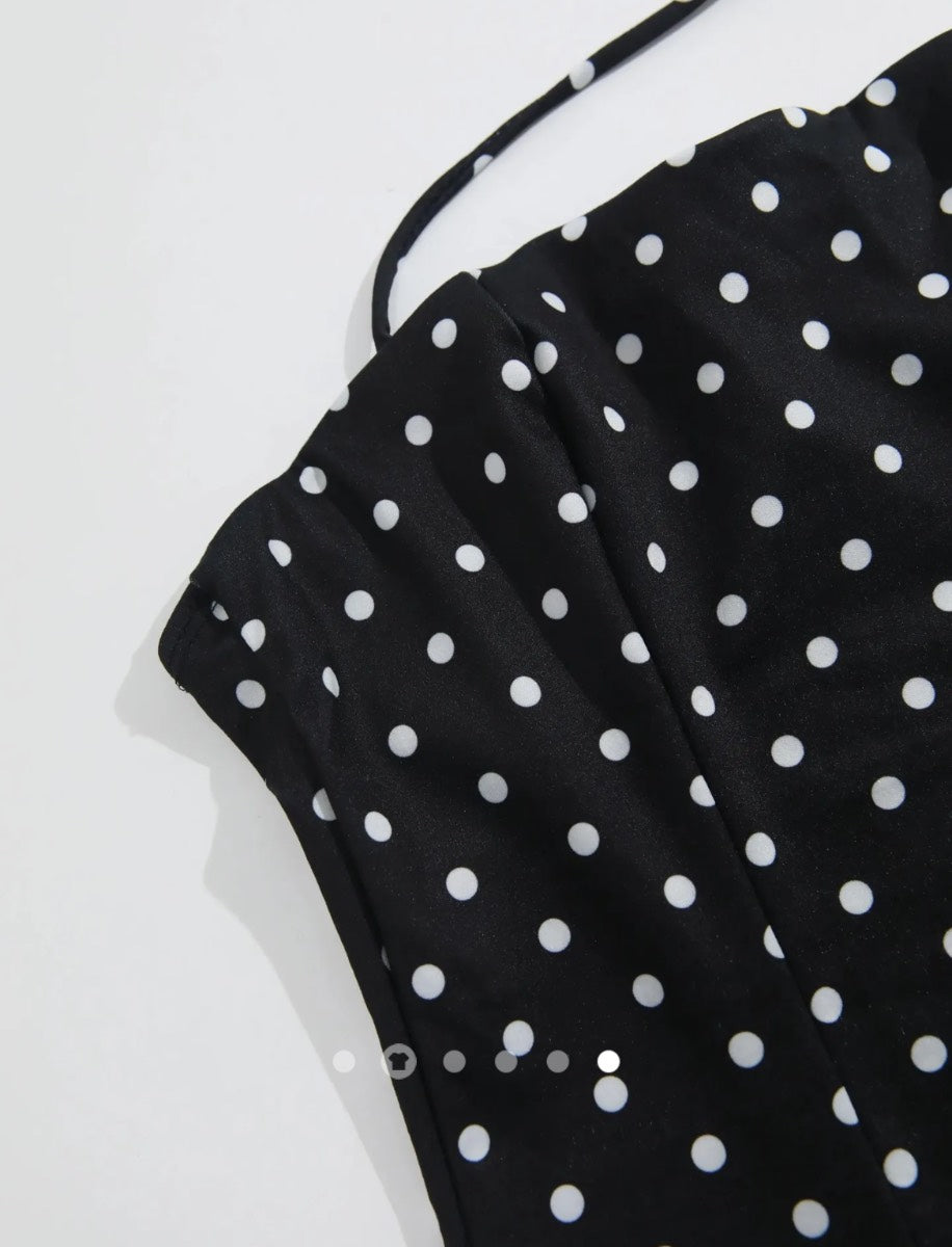 Polka Halter Top // Black