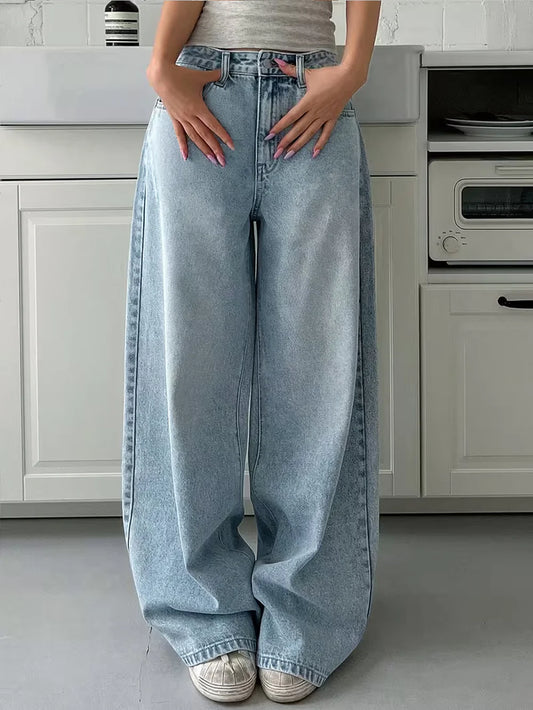 80s Ice Blue // Washed Super Wide Leg Jeans