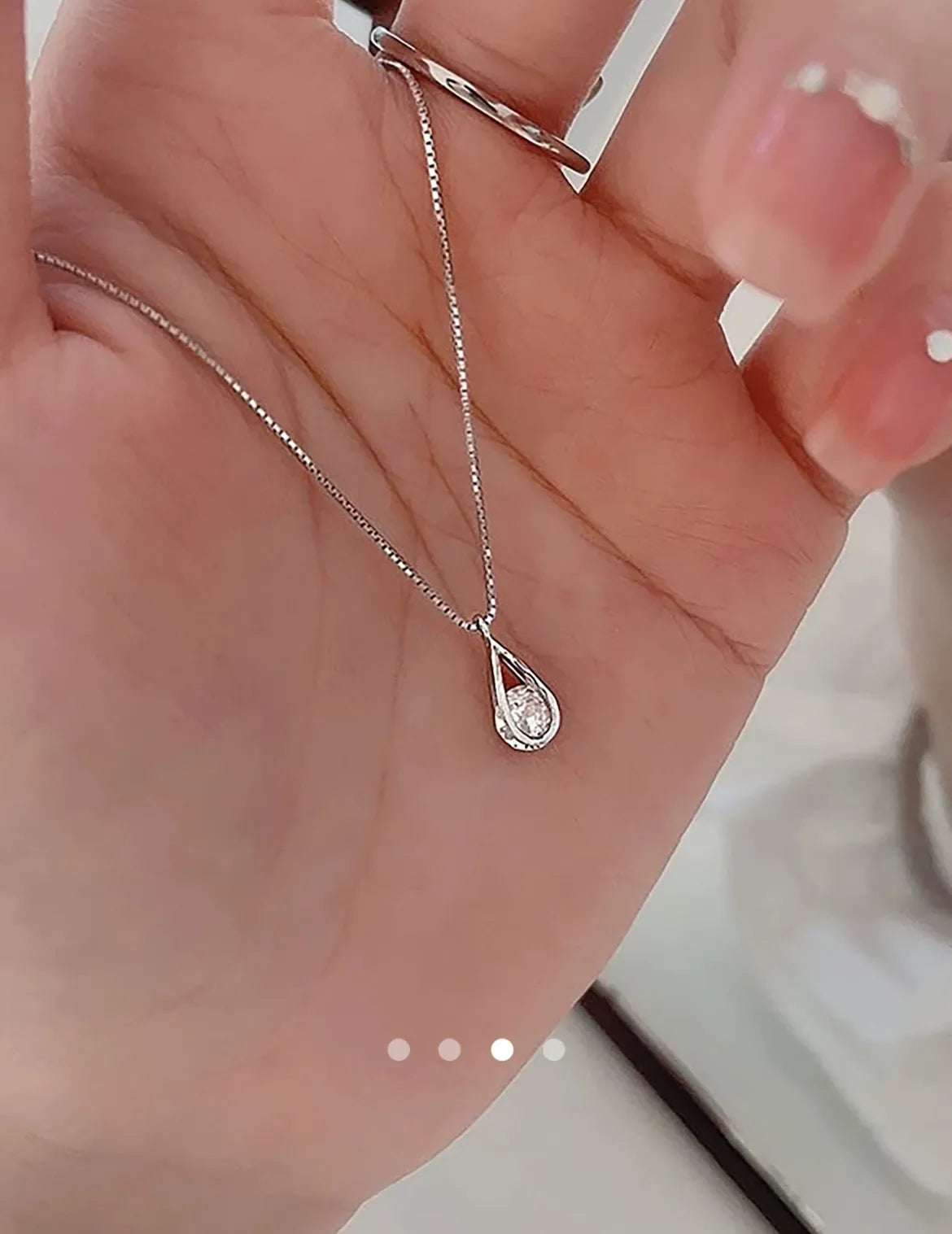 Water Drop Necklace 025 // Silver