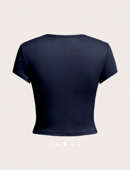 Printed Pullover T-Shirt // Navy