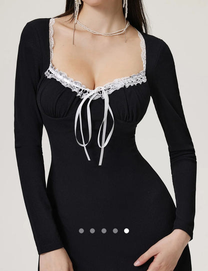 Ruffle A-Line Dress // Black