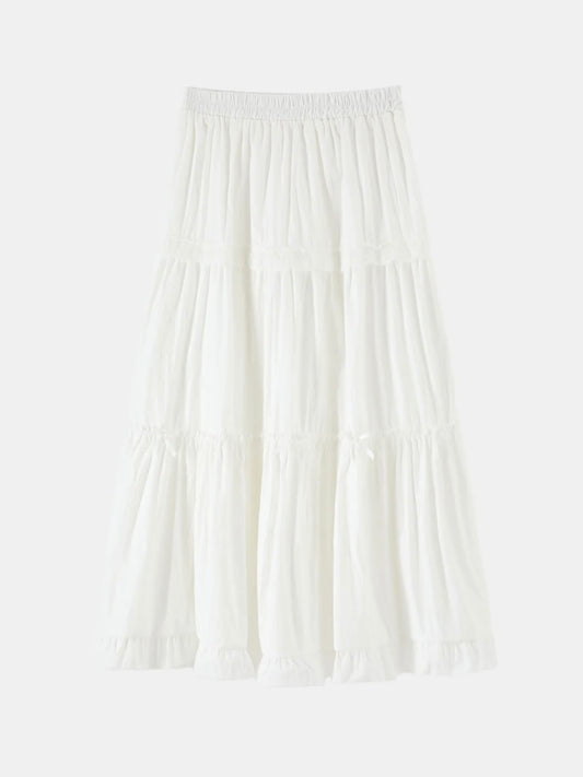 Lace Trimmed Skirt // White