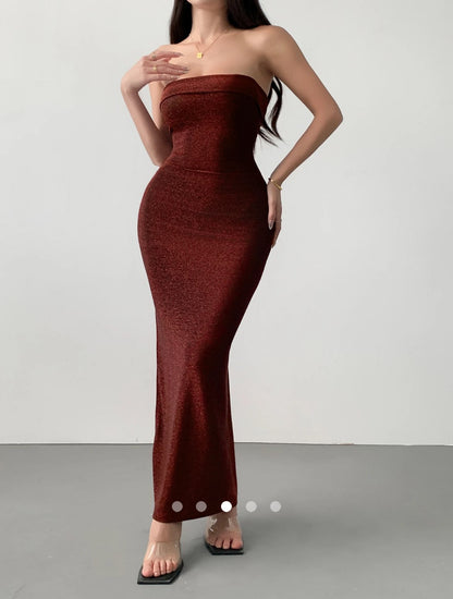 Shimmer Tube Dress // Burgundy