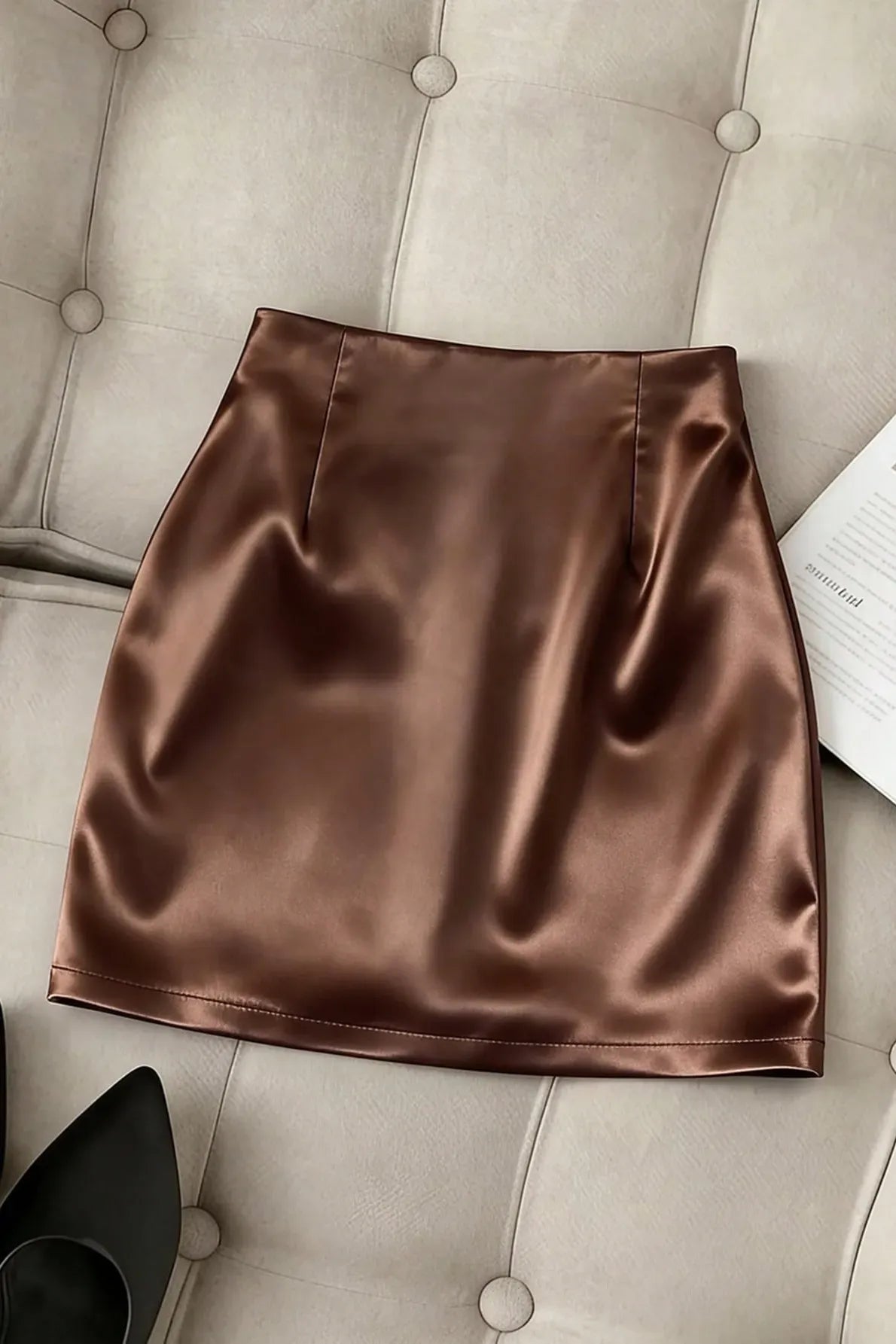 NEWME Ruched Mini Skirt // Brown