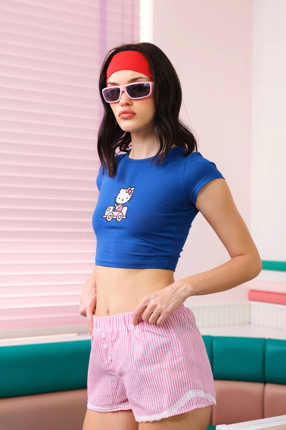 BONKERS // HELLO KITTY Baby Tee (Embroided)