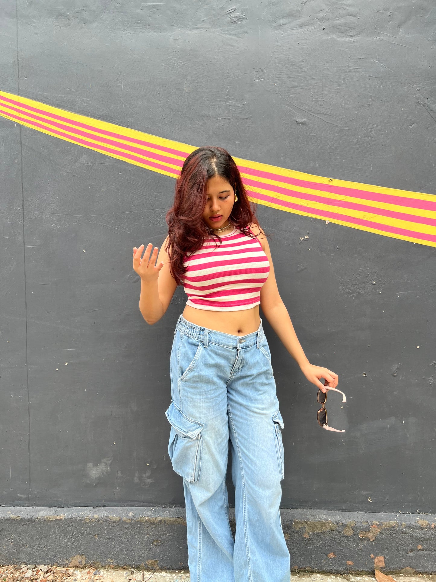 Striped Crop Top // Pink