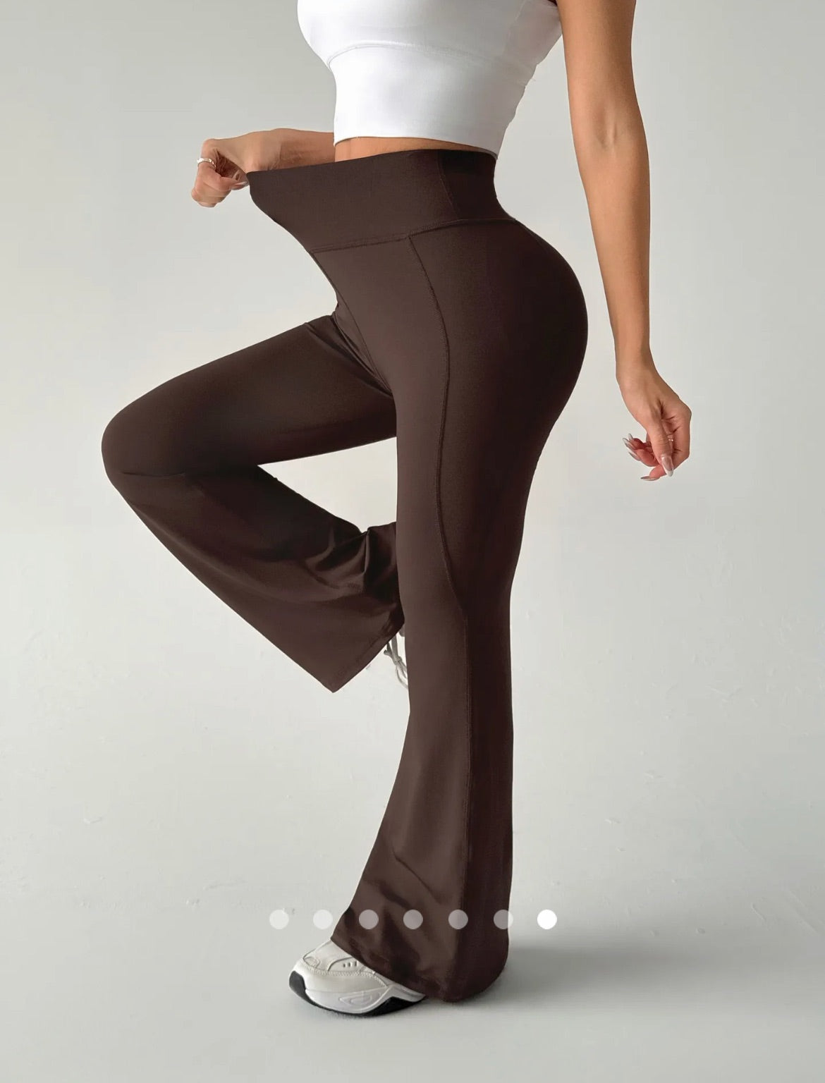 Flared Sport Leggings // Brown