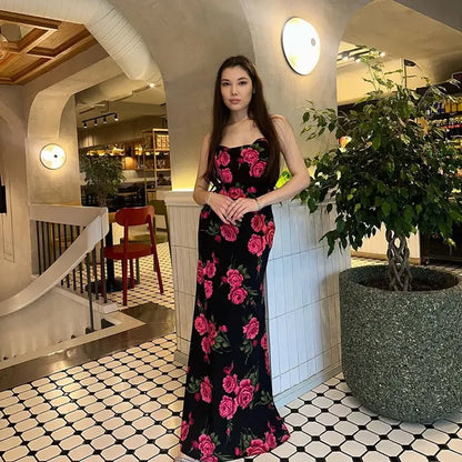 Floral Slip Dress // Black