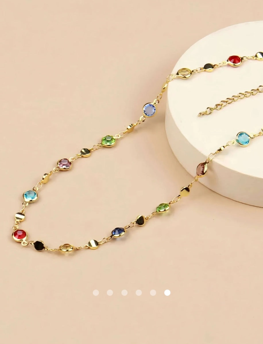 Rhinestone Necklace 020 // Gold