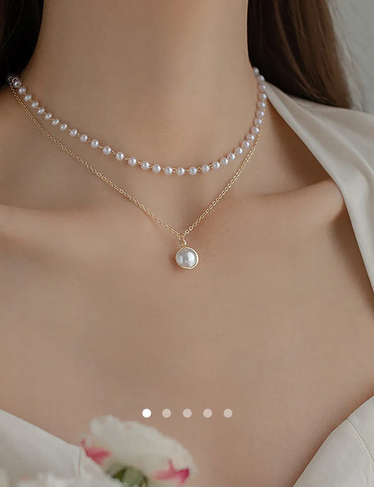 Pearl Multi Layer Necklace 028 // Gold