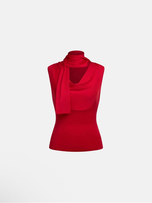 Cowl Neck Top // Red