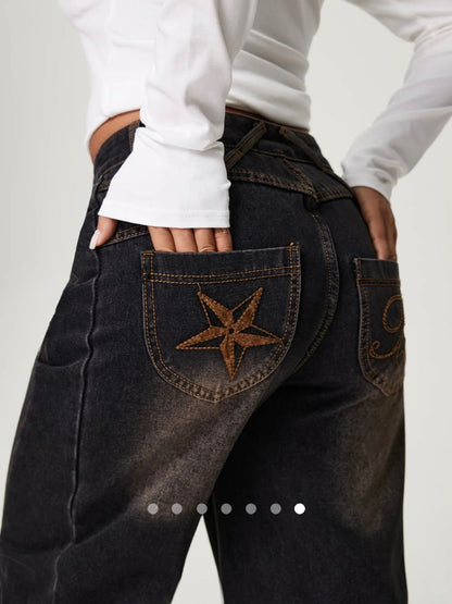Vintage High Waist Wide Leg Jeans // Black