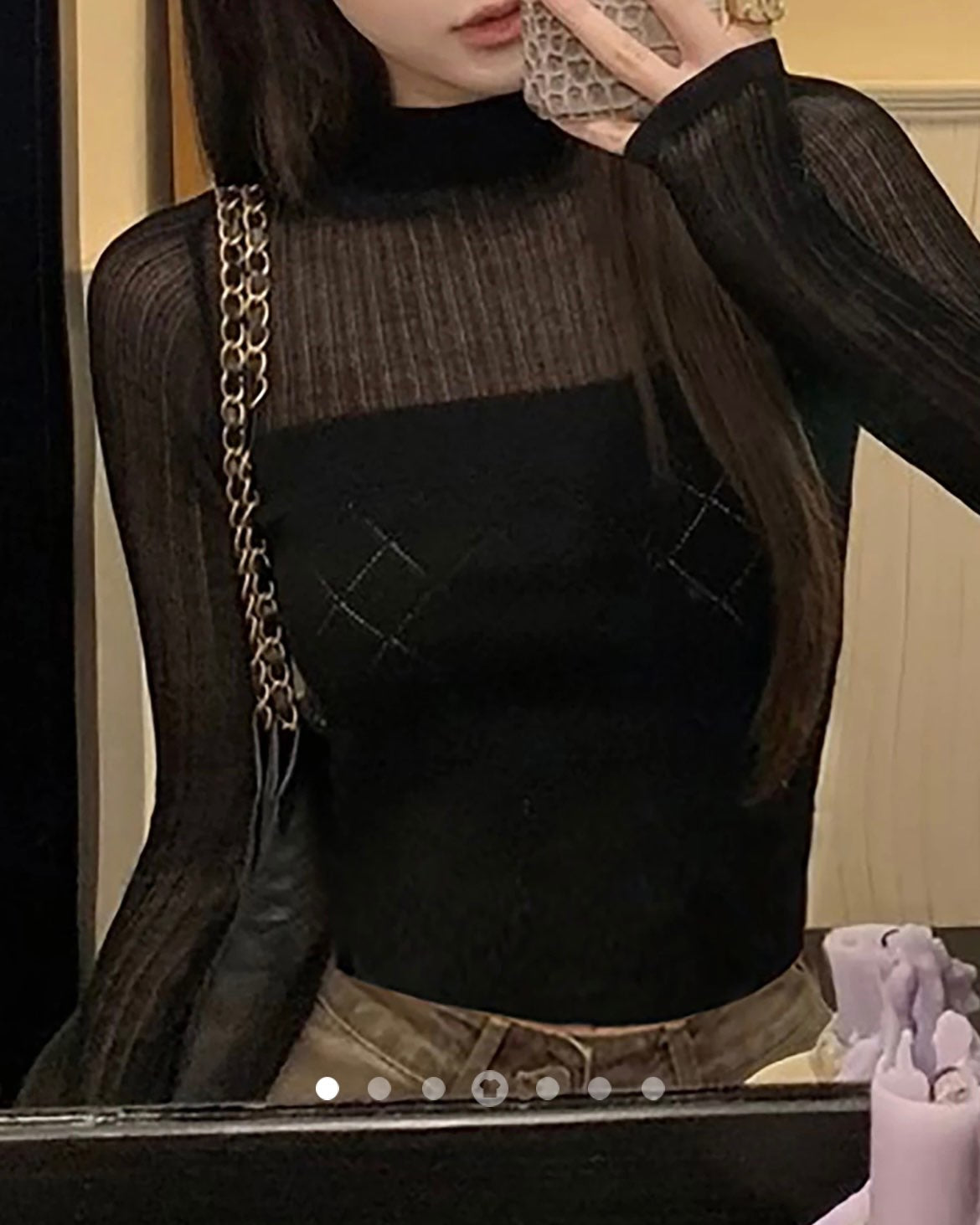 Sheer Knit Top //  Black