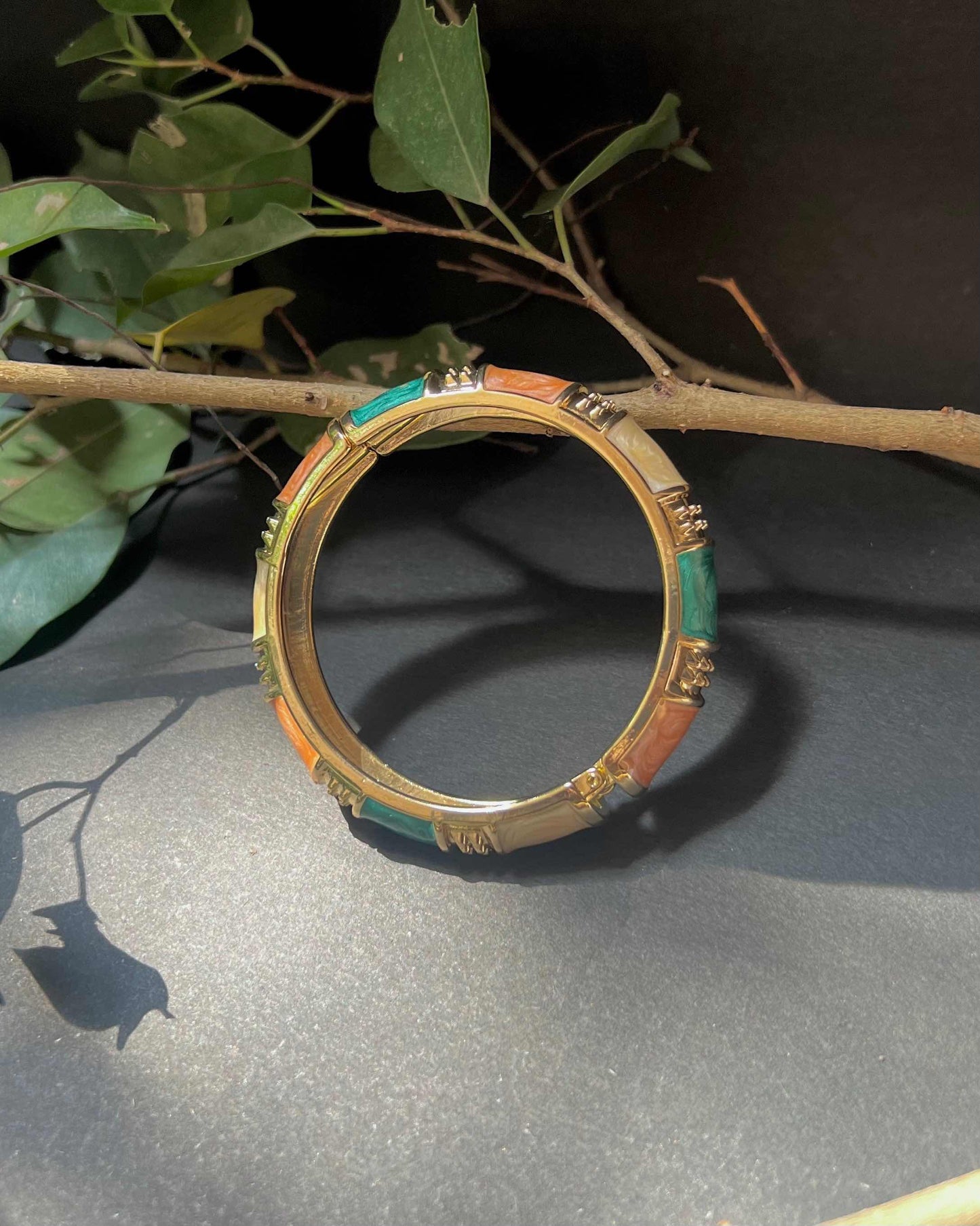 Chunky Bangle (Anti Tarnish) 027 // Green