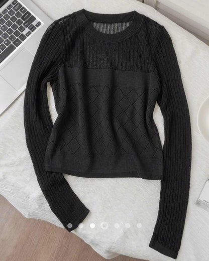 Sheer Knit Top //  Black