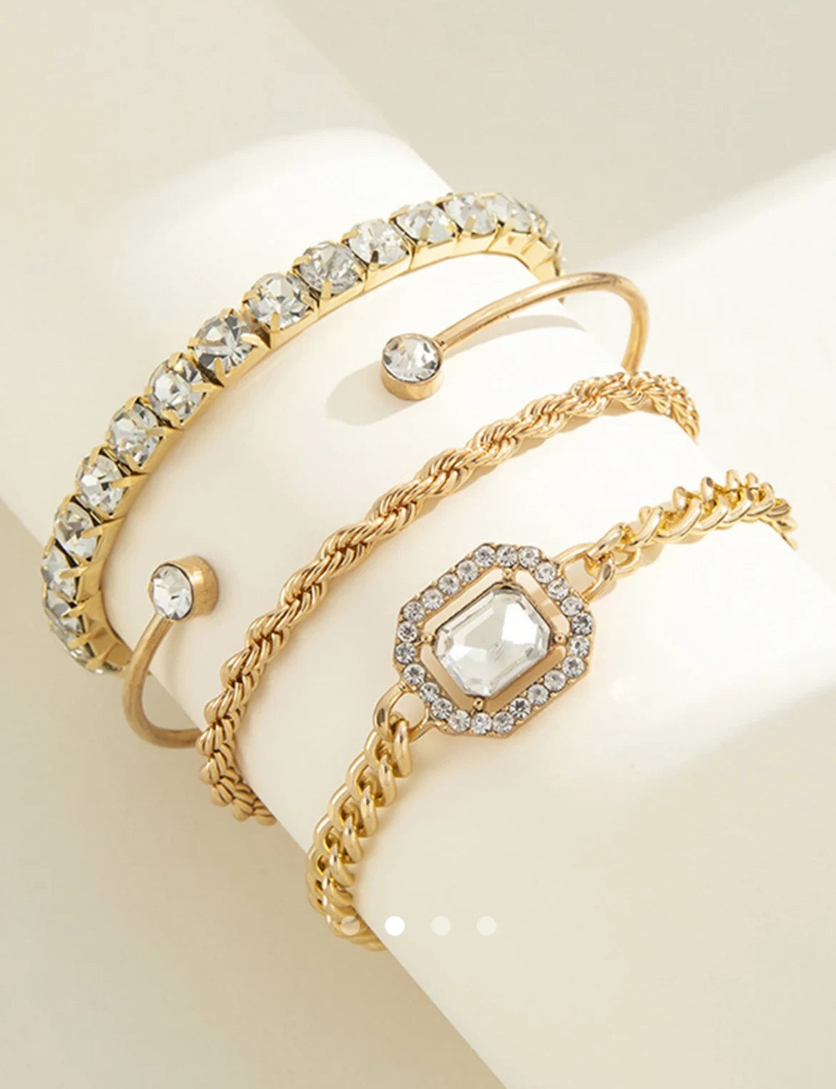 Rhinestone Bracelet Set 003 // Gold
