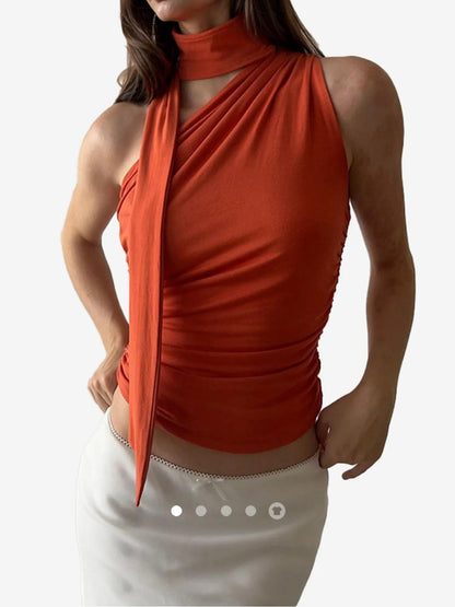 Gathered Tank Top // Vermillion Orange