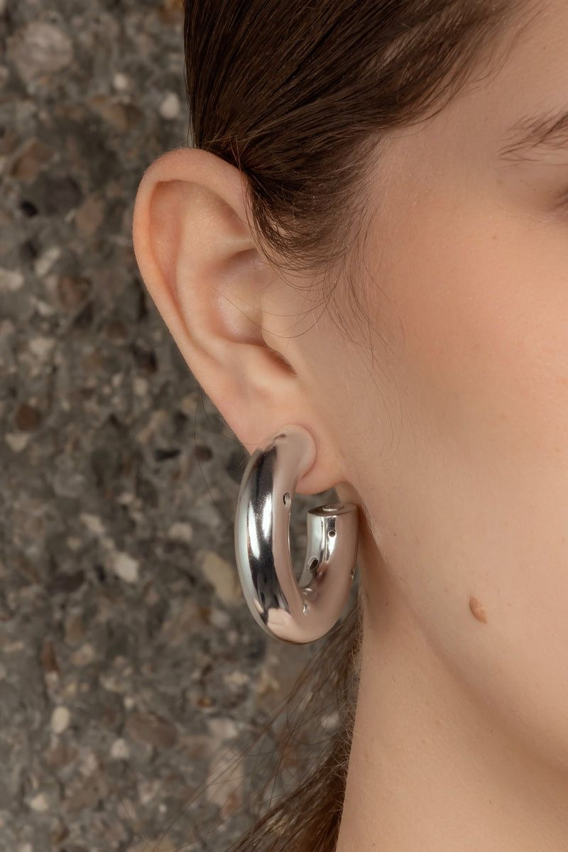 Chunky Round Earrings Big // Silver