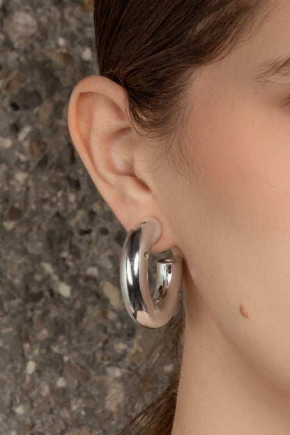 Chunky Round Earrings Big // Silver