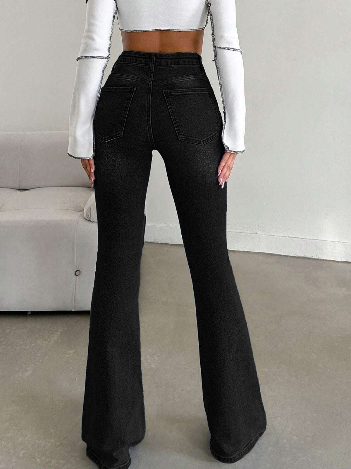 Washed Bootcut Jeans // Shadow Black