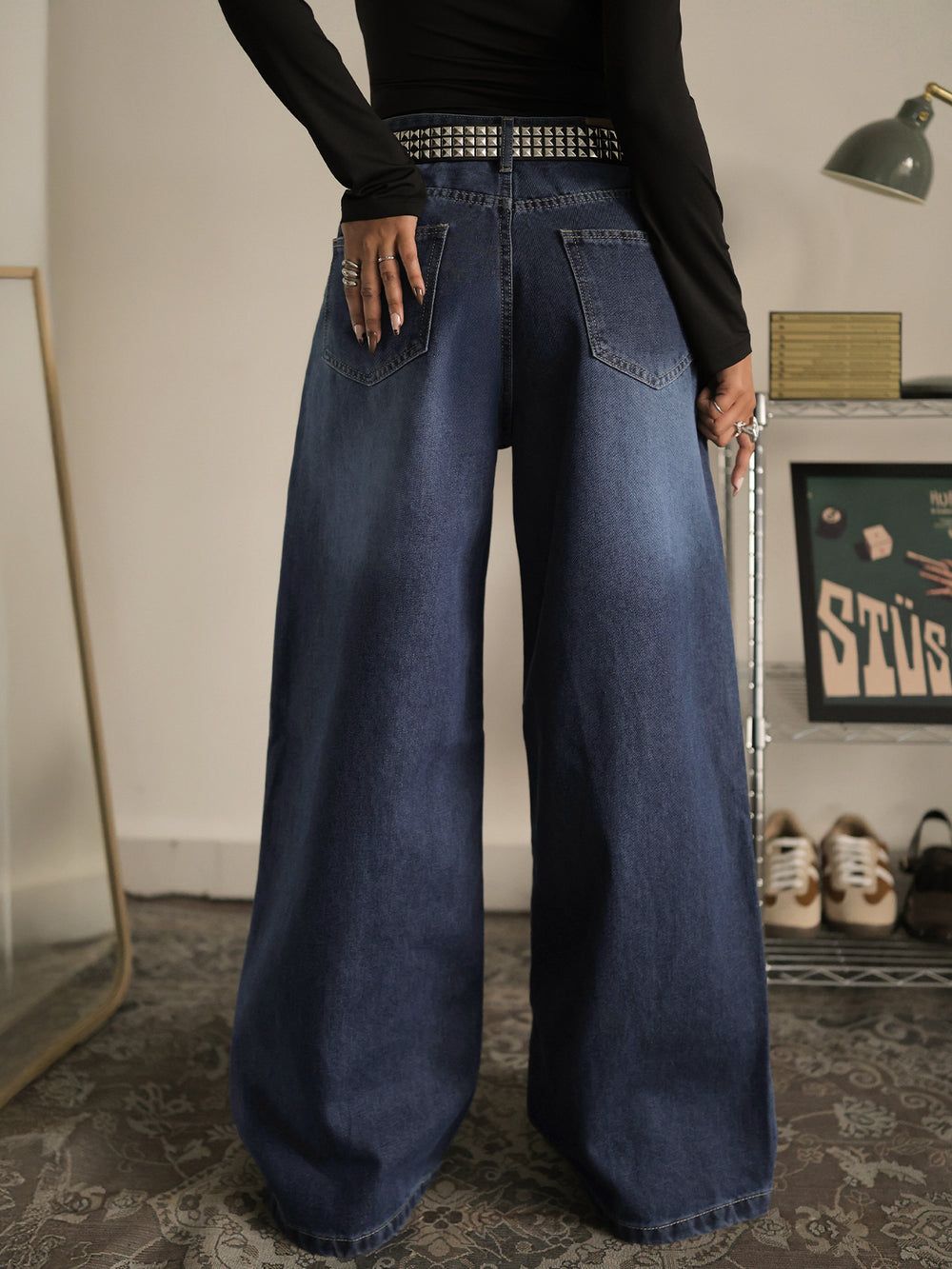 Washed Wide Leg Jeans // Classic Blue