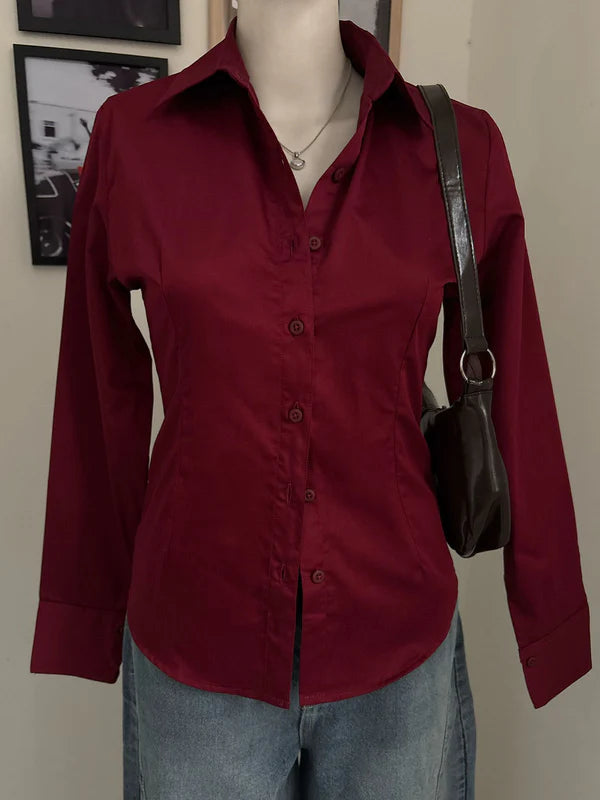 Long Sleeve Shirt // Deep Cherry
