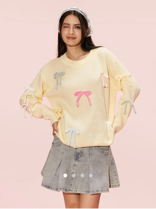 Bow Knit Pullover // Butter Yellow