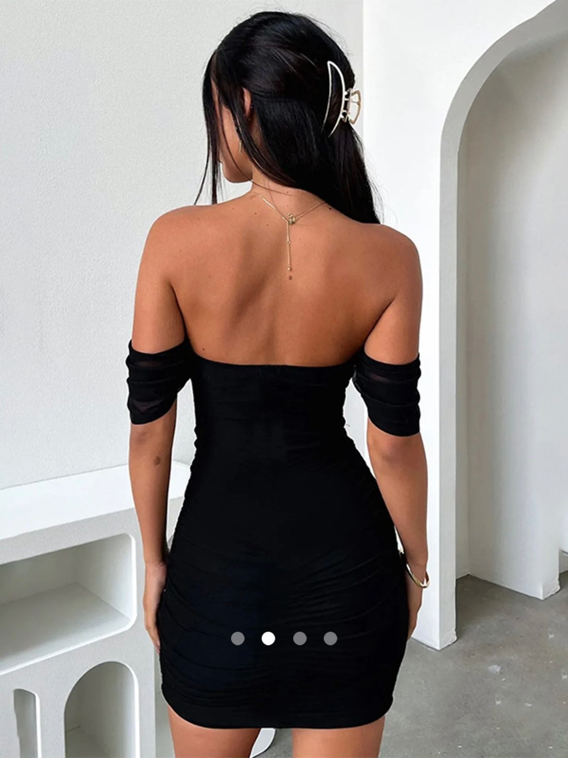 Gathered Off-Shoulder Dress // Black