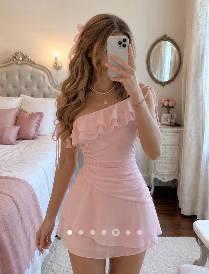 Ruffle Bodycon Dress // Pink