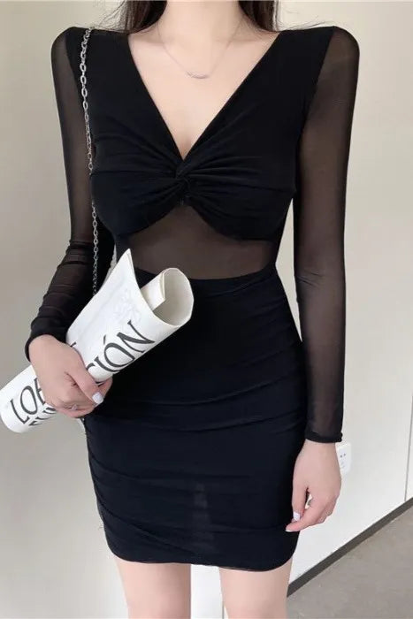 Ruched Mini Dress // Black