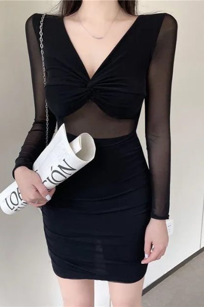 Ruched Mini Dress // Black