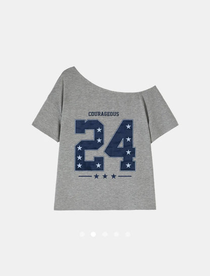 Y2K One Shoulder Tee // Grey-Blue